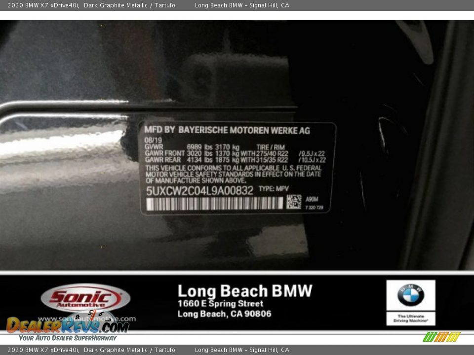 2020 BMW X7 xDrive40i Dark Graphite Metallic / Tartufo Photo #11