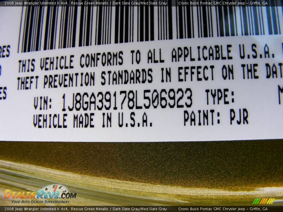 2008 Jeep Wrangler Unlimited X 4x4 Rescue Green Metallic / Dark Slate Gray/Med Slate Gray Photo #31