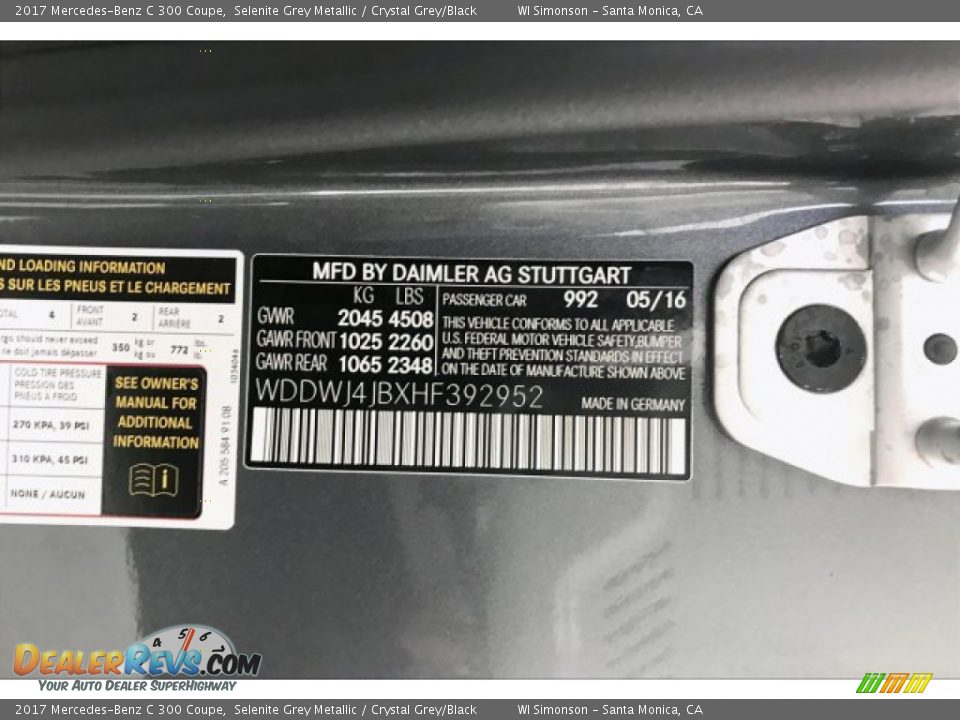 2017 Mercedes-Benz C 300 Coupe Selenite Grey Metallic / Crystal Grey/Black Photo #24