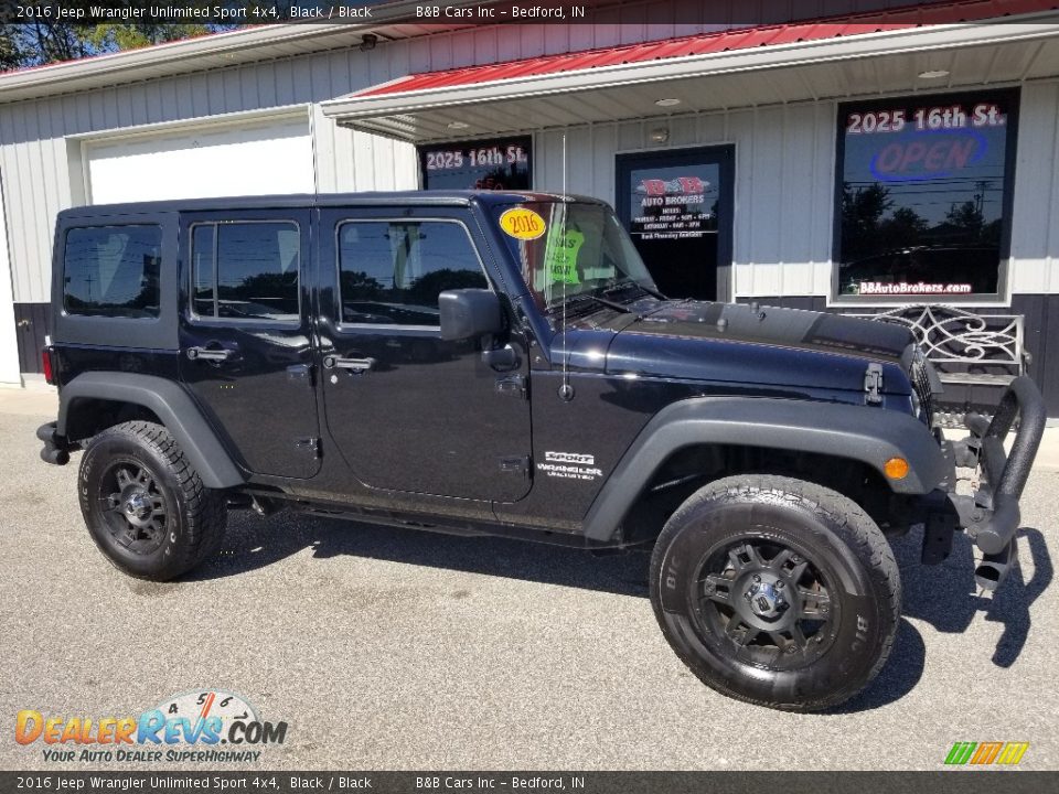 2016 Jeep Wrangler Unlimited Sport 4x4 Black / Black Photo #1