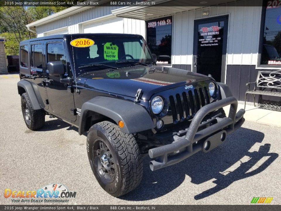 2016 Jeep Wrangler Unlimited Sport 4x4 Black / Black Photo #2