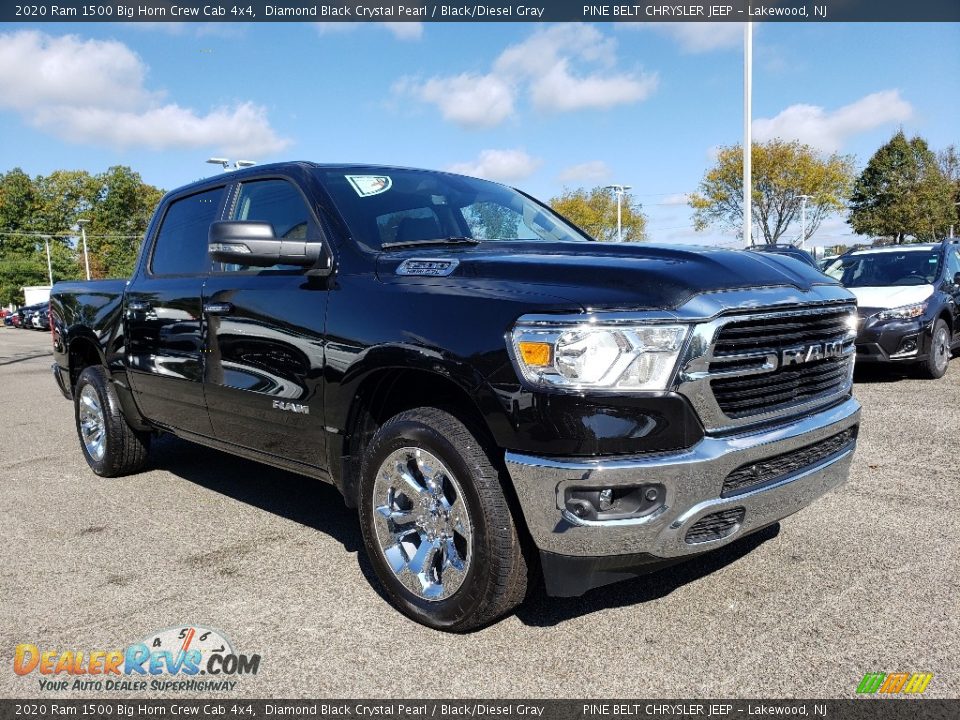 2020 Ram 1500 Big Horn Crew Cab 4x4 Diamond Black Crystal Pearl / Black/Diesel Gray Photo #1