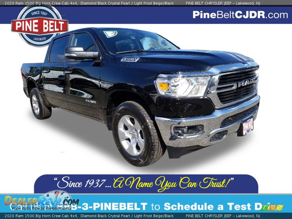 2020 Ram 1500 Big Horn Crew Cab 4x4 Diamond Black Crystal Pearl / Light Frost Beige/Black Photo #1