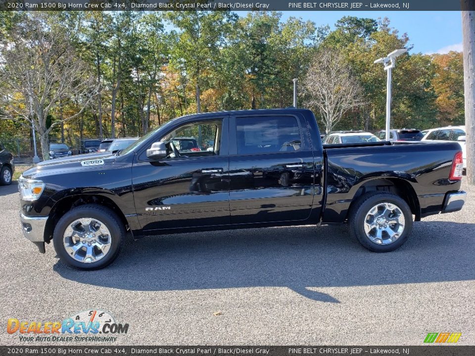 2020 Ram 1500 Big Horn Crew Cab 4x4 Diamond Black Crystal Pearl / Black/Diesel Gray Photo #3