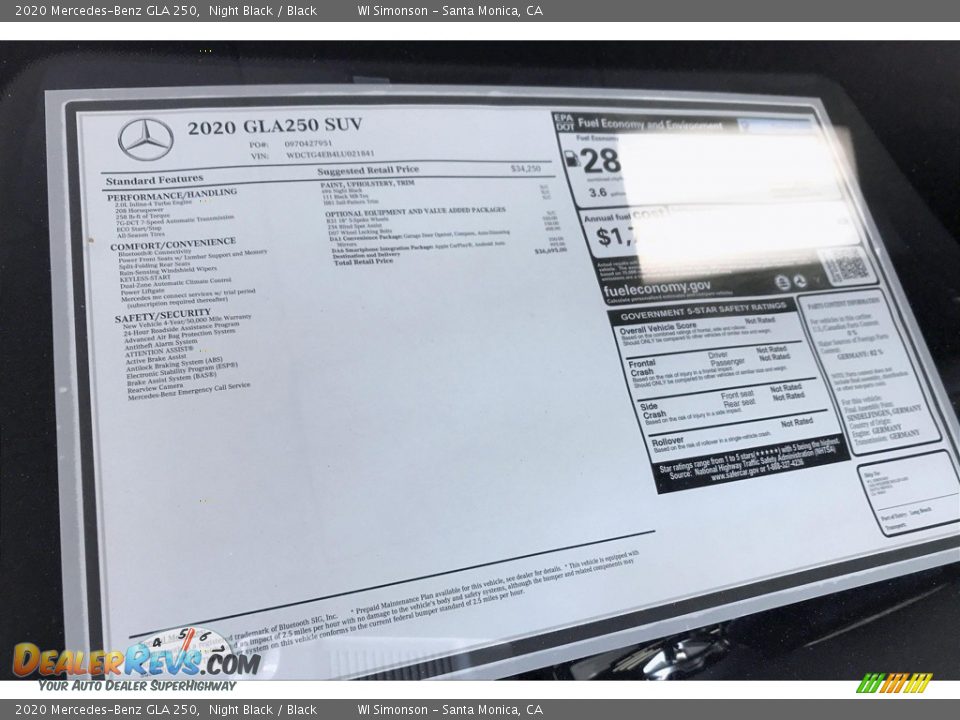 2020 Mercedes-Benz GLA 250 Night Black / Black Photo #10