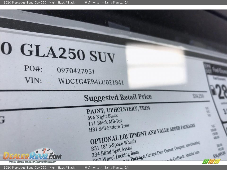 2020 Mercedes-Benz GLA 250 Night Black / Black Photo #11