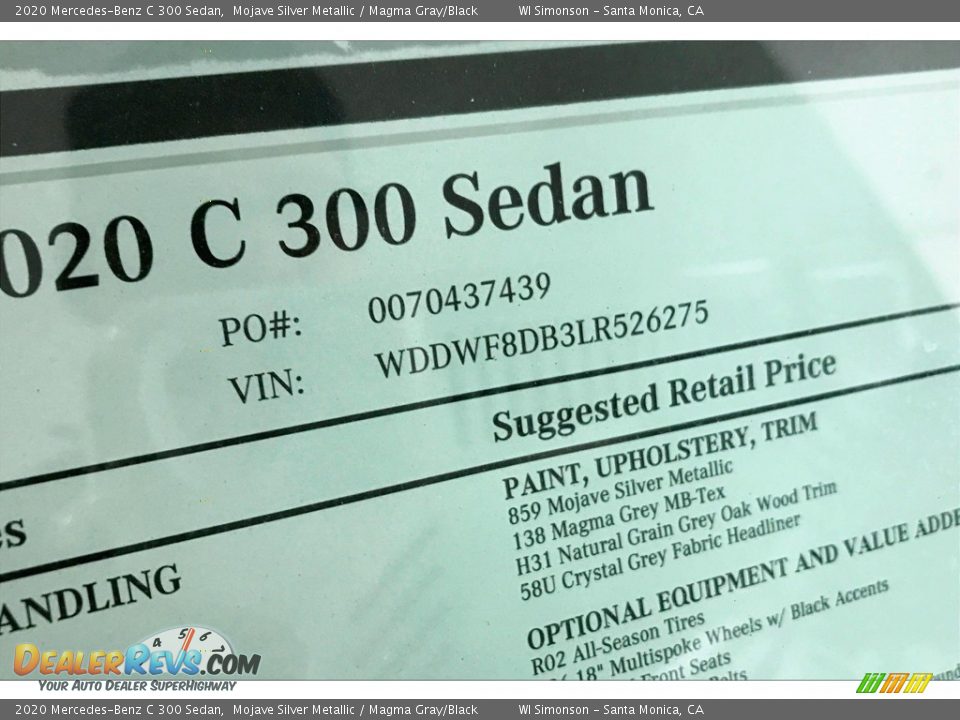 2020 Mercedes-Benz C 300 Sedan Mojave Silver Metallic / Magma Gray/Black Photo #11
