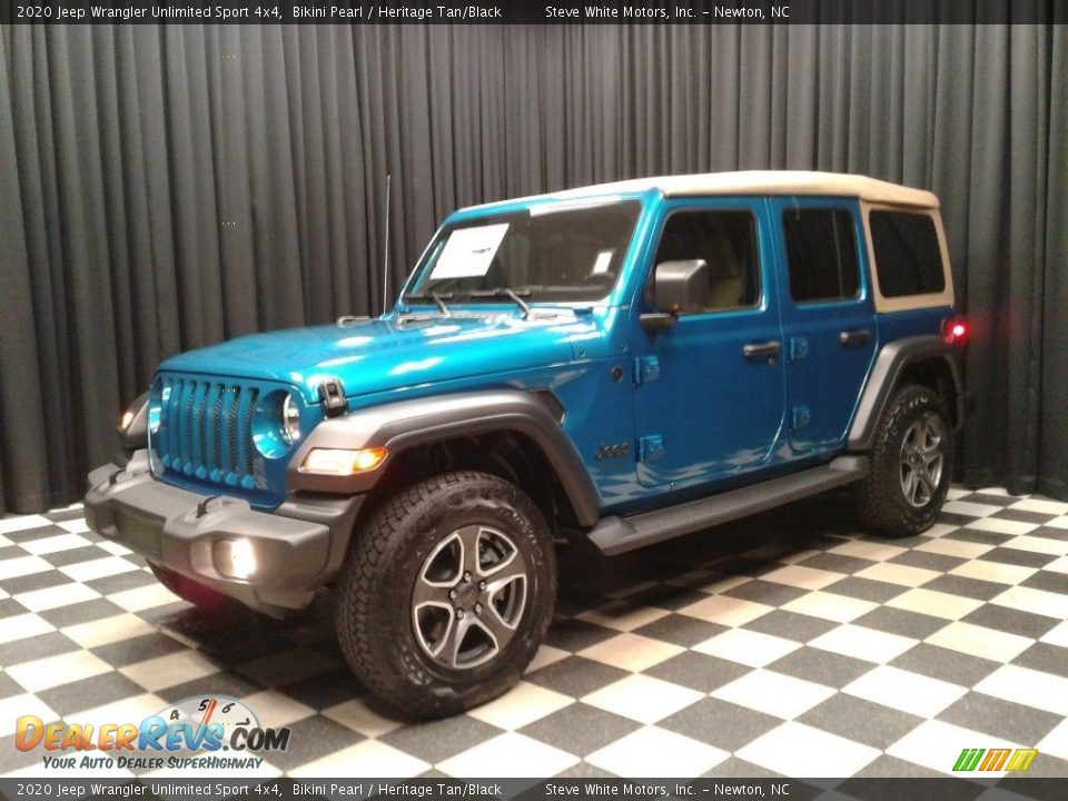 2020 Jeep Wrangler Unlimited Sport 4x4 Bikini Pearl / Heritage Tan/Black Photo #2