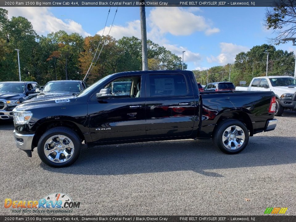 2020 Ram 1500 Big Horn Crew Cab 4x4 Diamond Black Crystal Pearl / Black/Diesel Gray Photo #3