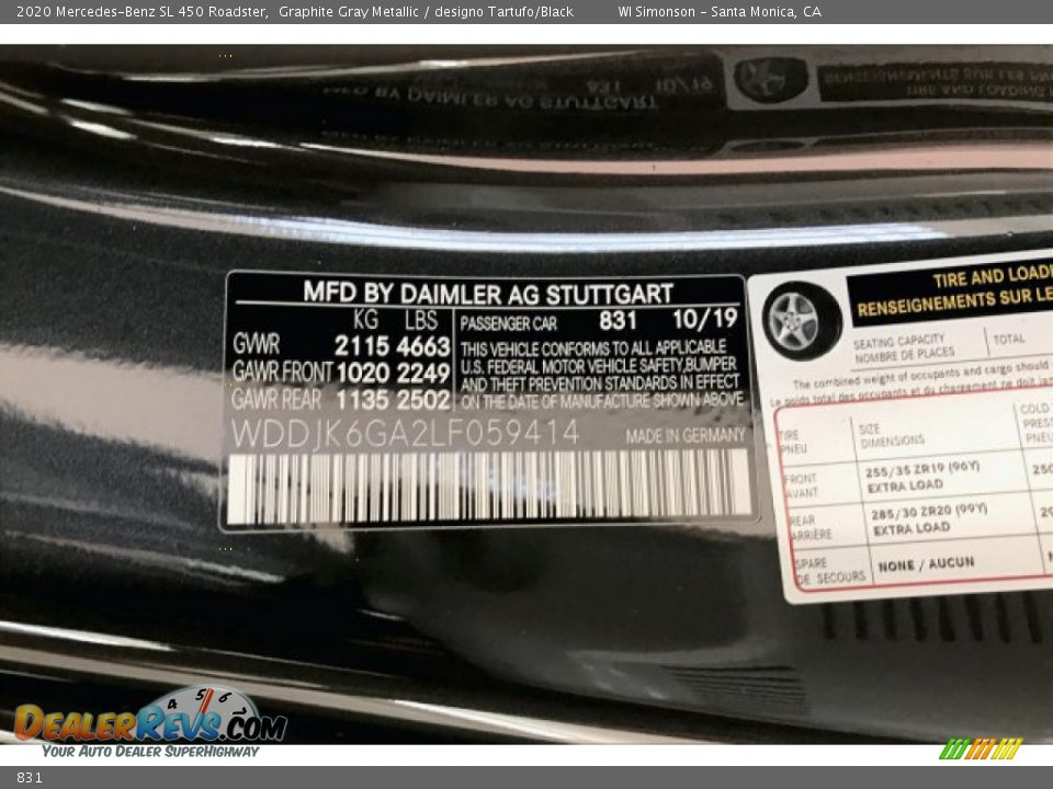 Mercedes-Benz Color Code 831 Graphite Gray Metallic