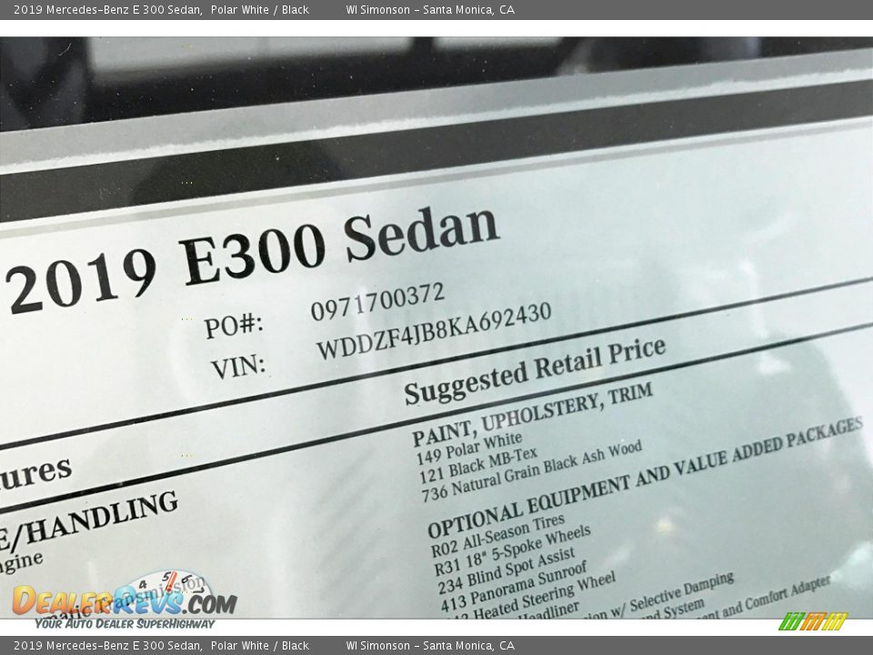 2019 Mercedes-Benz E 300 Sedan Polar White / Black Photo #11