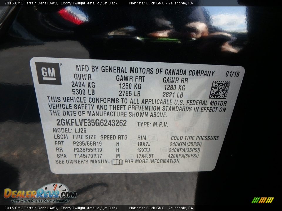2016 GMC Terrain Denali AWD Ebony Twilight Metallic / Jet Black Photo #15