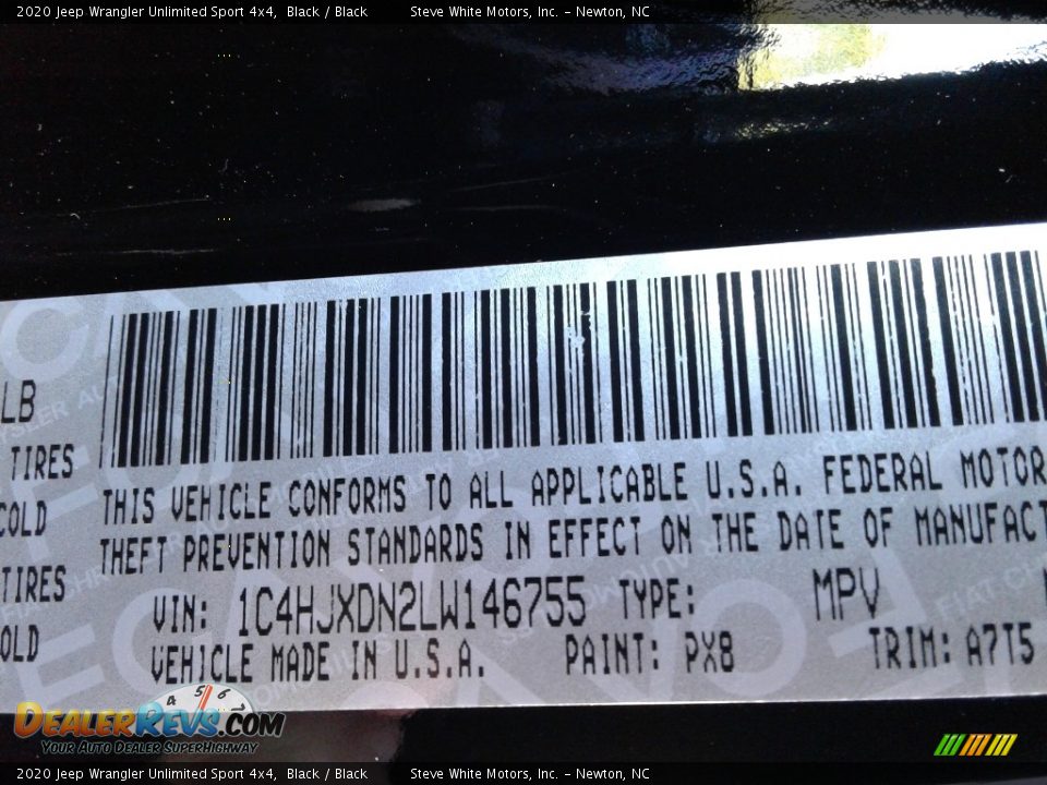2020 Jeep Wrangler Unlimited Sport 4x4 Black / Black Photo #31