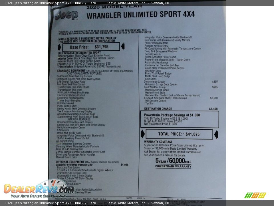2020 Jeep Wrangler Unlimited Sport 4x4 Black / Black Photo #32