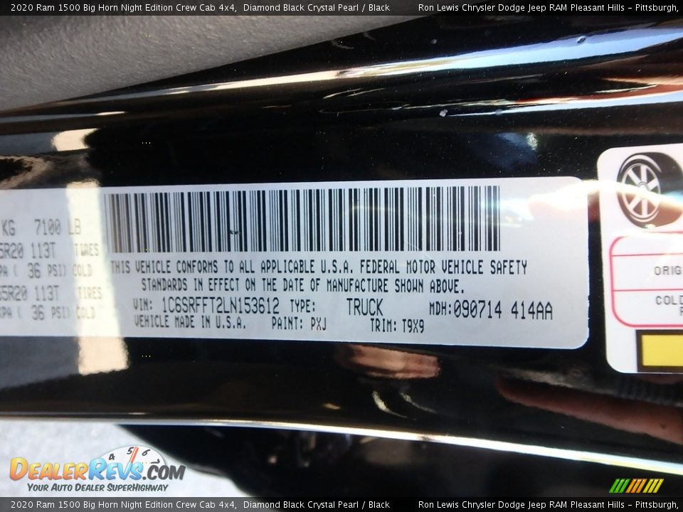 2020 Ram 1500 Big Horn Night Edition Crew Cab 4x4 Diamond Black Crystal Pearl / Black Photo #15