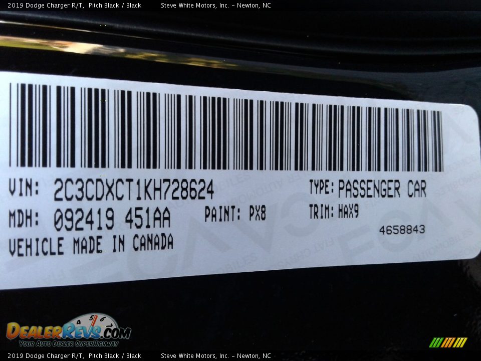 2019 Dodge Charger R/T Pitch Black / Black Photo #34