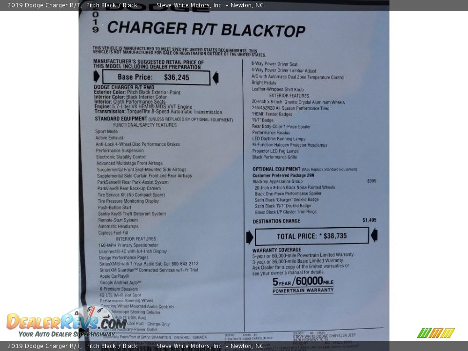 2019 Dodge Charger R/T Pitch Black / Black Photo #35