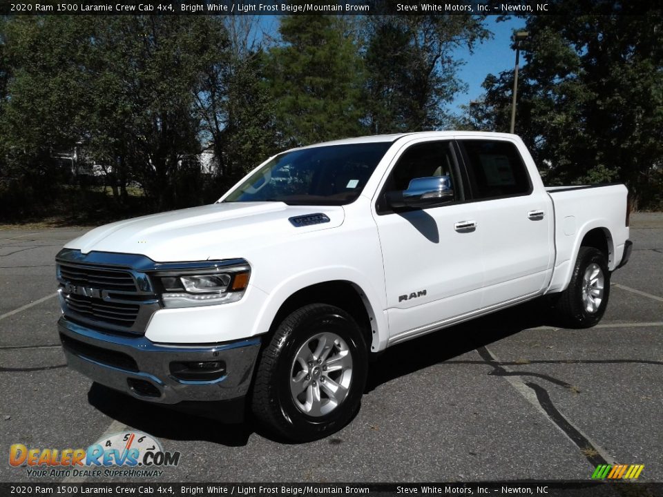 2020 Ram 1500 Laramie Crew Cab 4x4 Bright White / Light Frost Beige/Mountain Brown Photo #2