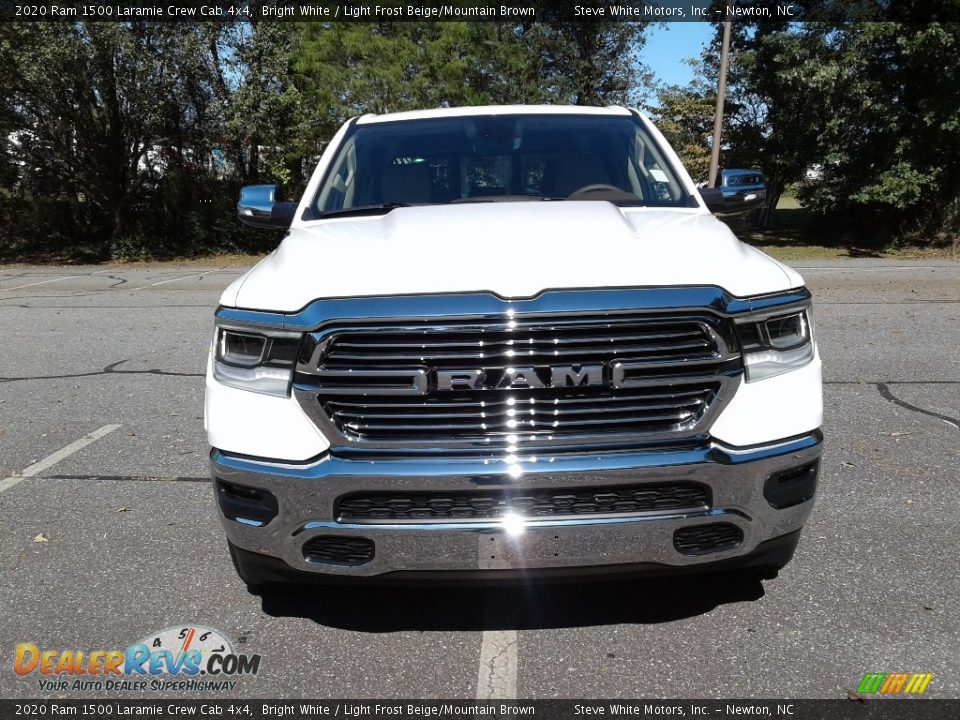2020 Ram 1500 Laramie Crew Cab 4x4 Bright White / Light Frost Beige/Mountain Brown Photo #3