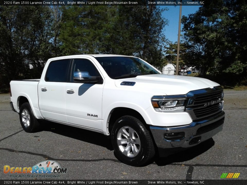 2020 Ram 1500 Laramie Crew Cab 4x4 Bright White / Light Frost Beige/Mountain Brown Photo #4