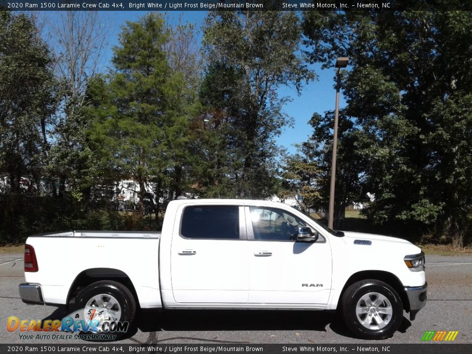 2020 Ram 1500 Laramie Crew Cab 4x4 Bright White / Light Frost Beige/Mountain Brown Photo #5