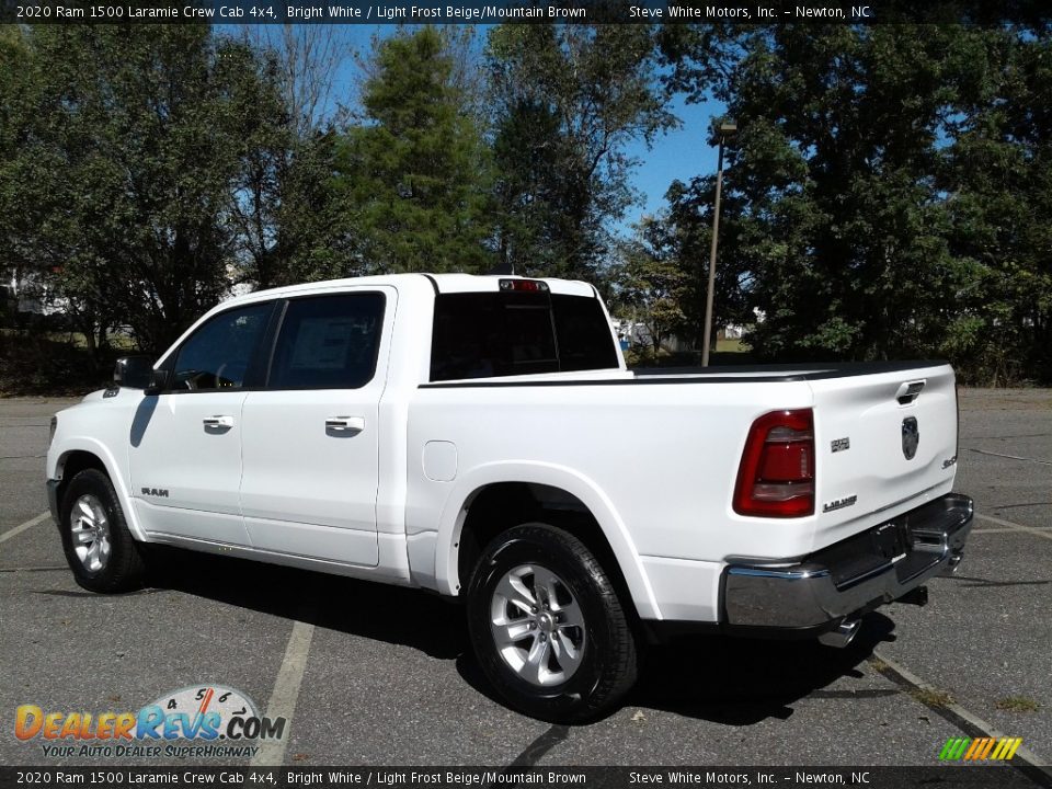 2020 Ram 1500 Laramie Crew Cab 4x4 Bright White / Light Frost Beige/Mountain Brown Photo #8
