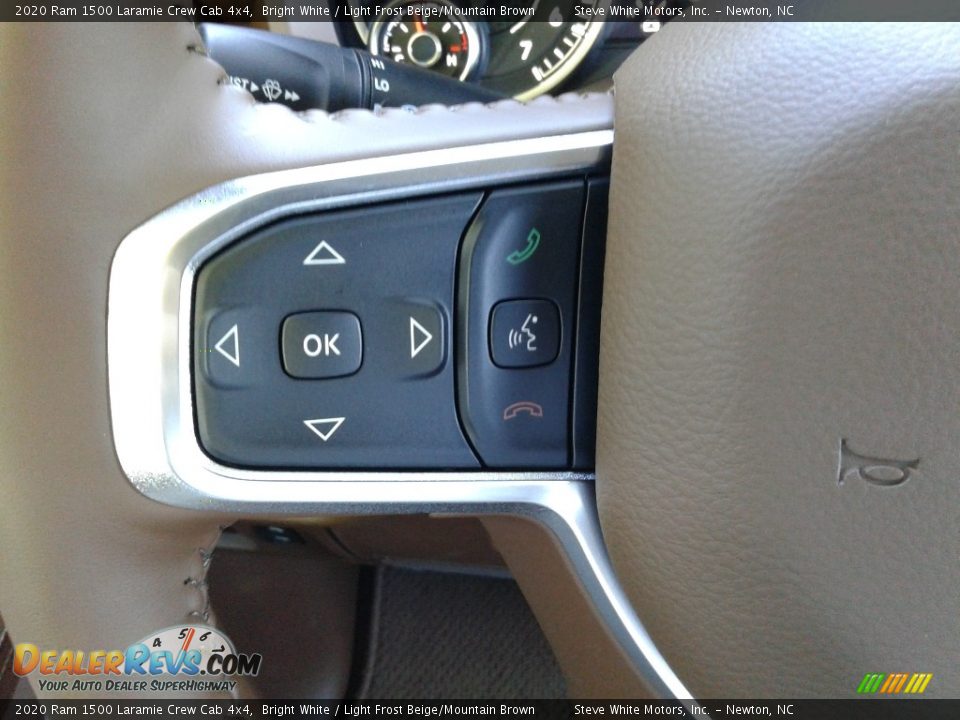 2020 Ram 1500 Laramie Crew Cab 4x4 Bright White / Light Frost Beige/Mountain Brown Photo #18