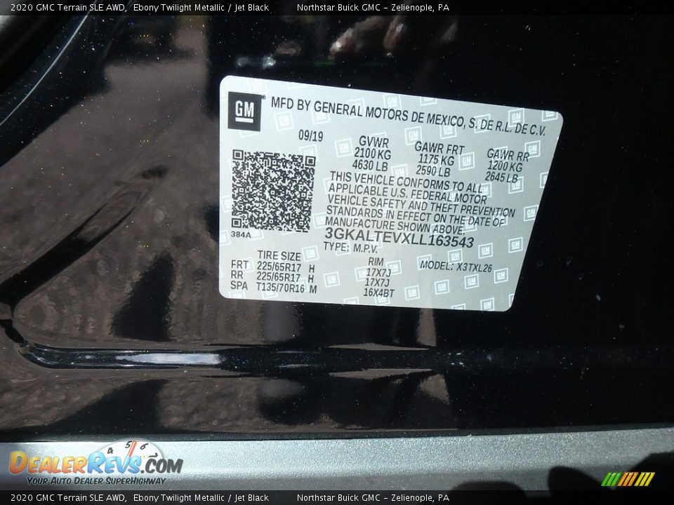 2020 GMC Terrain SLE AWD Ebony Twilight Metallic / Jet Black Photo #12