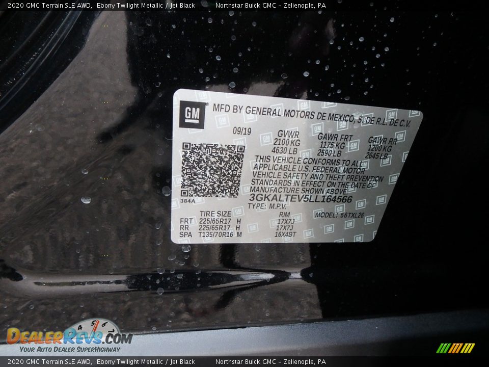 2020 GMC Terrain SLE AWD Ebony Twilight Metallic / Jet Black Photo #12