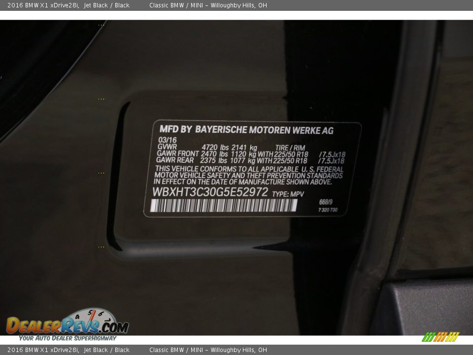 2016 BMW X1 xDrive28i Jet Black / Black Photo #23