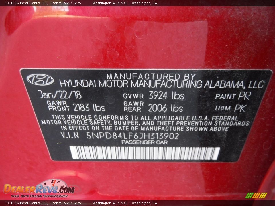 2018 Hyundai Elantra SEL Scarlet Red / Gray Photo #29
