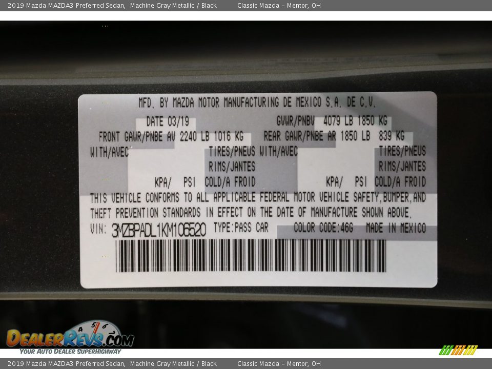 2019 Mazda MAZDA3 Preferred Sedan Machine Gray Metallic / Black Photo #19