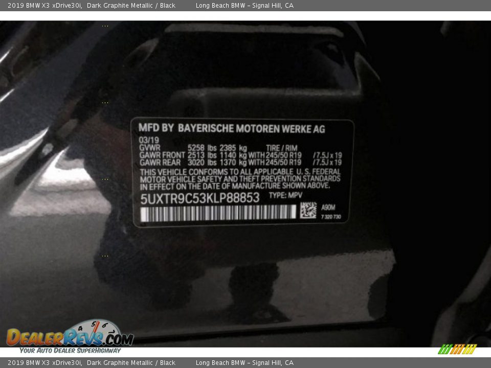 2019 BMW X3 xDrive30i Dark Graphite Metallic / Black Photo #19