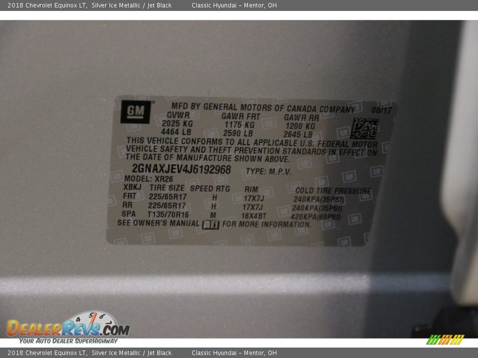 2018 Chevrolet Equinox LT Silver Ice Metallic / Jet Black Photo #24