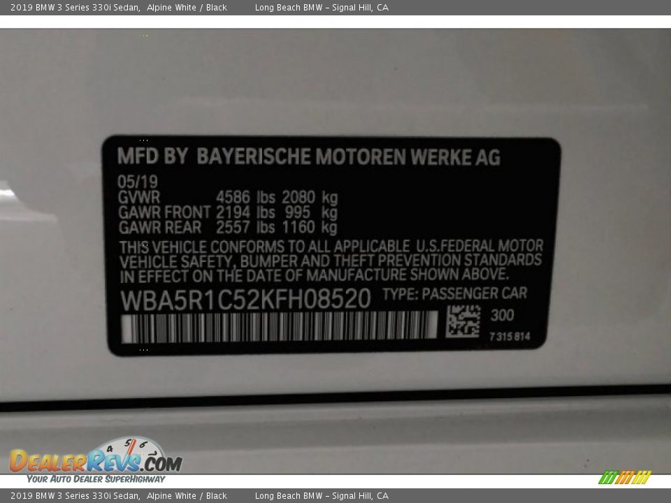 2019 BMW 3 Series 330i Sedan Alpine White / Black Photo #19