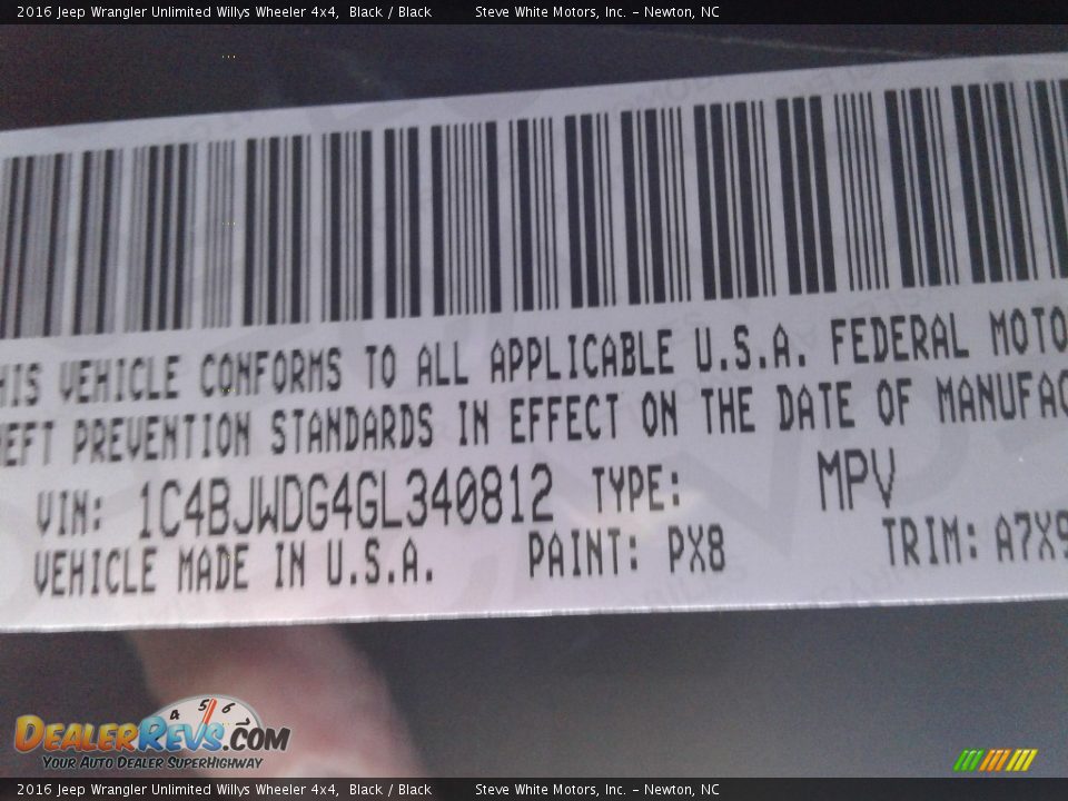 2016 Jeep Wrangler Unlimited Willys Wheeler 4x4 Black / Black Photo #26