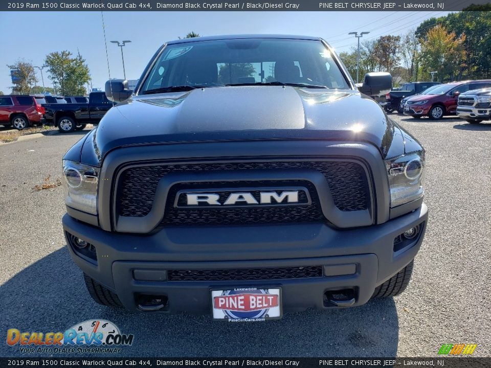 2019 Ram 1500 Classic Warlock Quad Cab 4x4 Diamond Black Crystal Pearl / Black/Diesel Gray Photo #2