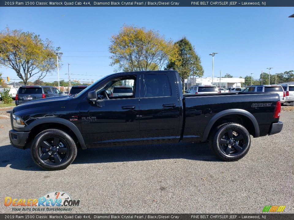 2019 Ram 1500 Classic Warlock Quad Cab 4x4 Diamond Black Crystal Pearl / Black/Diesel Gray Photo #3