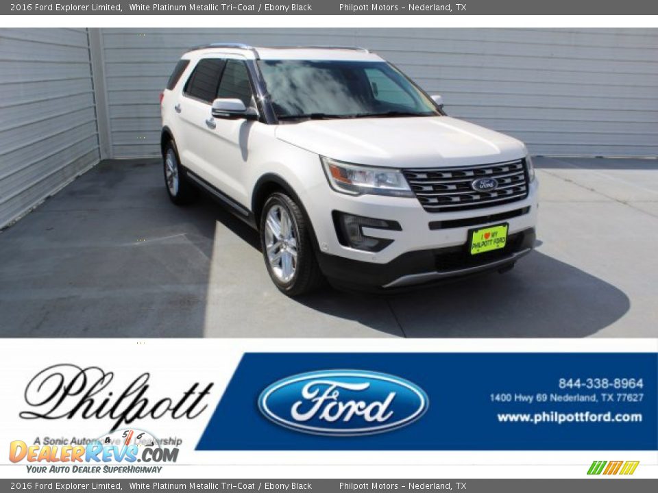 2016 Ford Explorer Limited White Platinum Metallic Tri-Coat / Ebony Black Photo #1