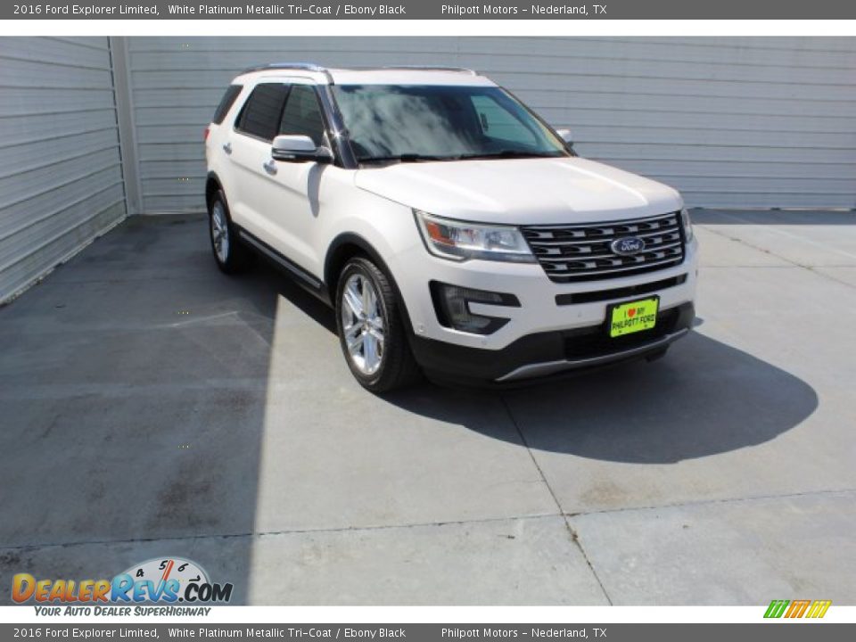 2016 Ford Explorer Limited White Platinum Metallic Tri-Coat / Ebony Black Photo #2
