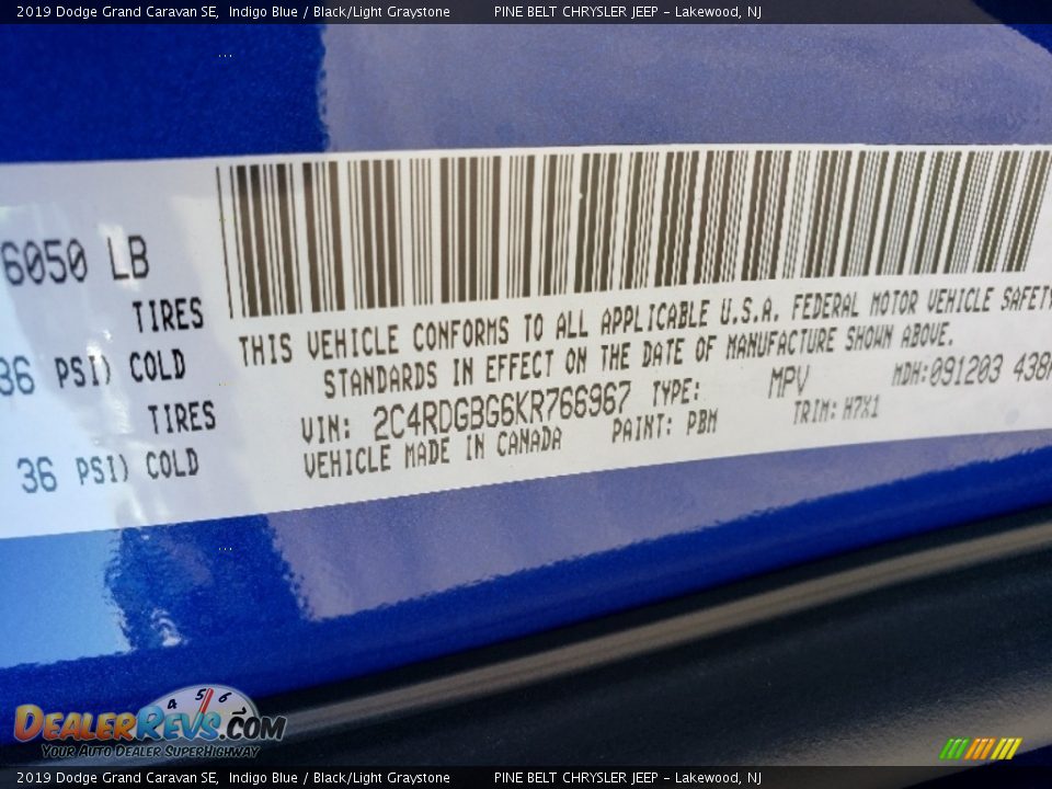 2019 Dodge Grand Caravan SE Indigo Blue / Black/Light Graystone Photo #9