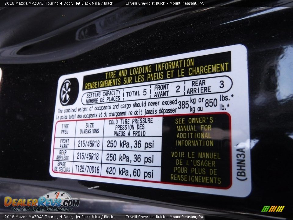 2018 Mazda MAZDA3 Touring 4 Door Jet Black Mica / Black Photo #33