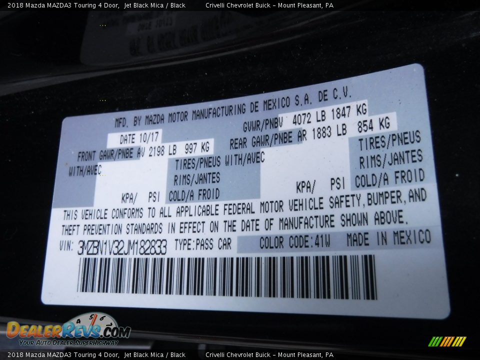 2018 Mazda MAZDA3 Touring 4 Door Jet Black Mica / Black Photo #34