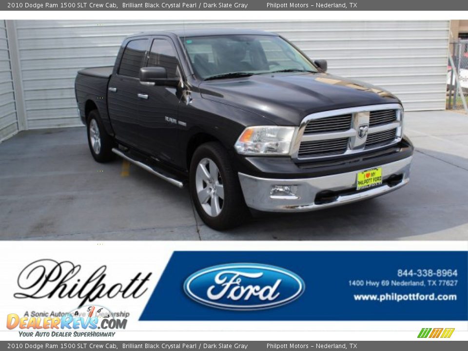 2010 Dodge Ram 1500 SLT Crew Cab Brilliant Black Crystal Pearl / Dark Slate Gray Photo #1
