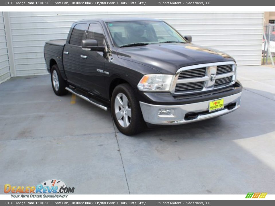 2010 Dodge Ram 1500 SLT Crew Cab Brilliant Black Crystal Pearl / Dark Slate Gray Photo #2
