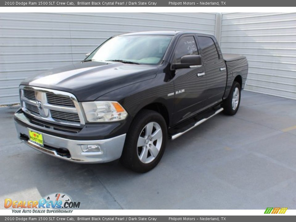 2010 Dodge Ram 1500 SLT Crew Cab Brilliant Black Crystal Pearl / Dark Slate Gray Photo #4