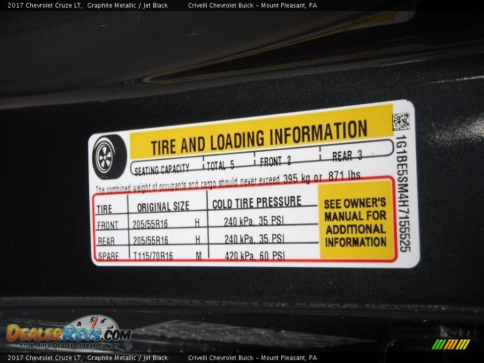 2017 Chevrolet Cruze LT Graphite Metallic / Jet Black Photo #32