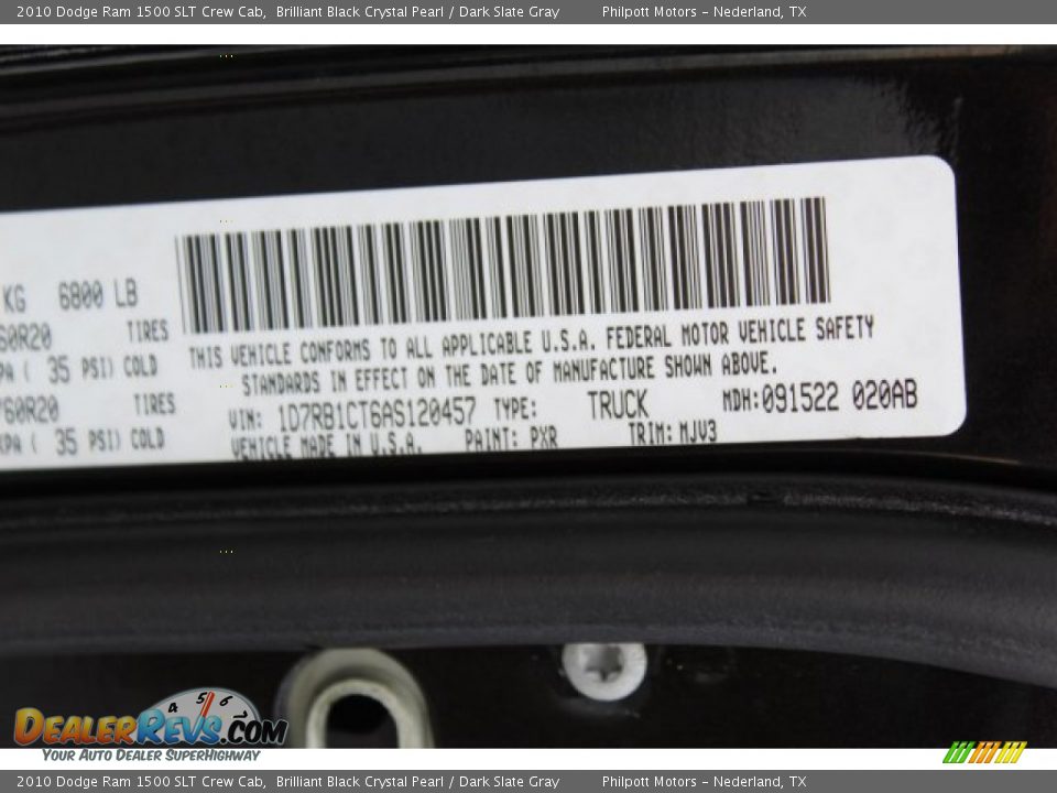2010 Dodge Ram 1500 SLT Crew Cab Brilliant Black Crystal Pearl / Dark Slate Gray Photo #27