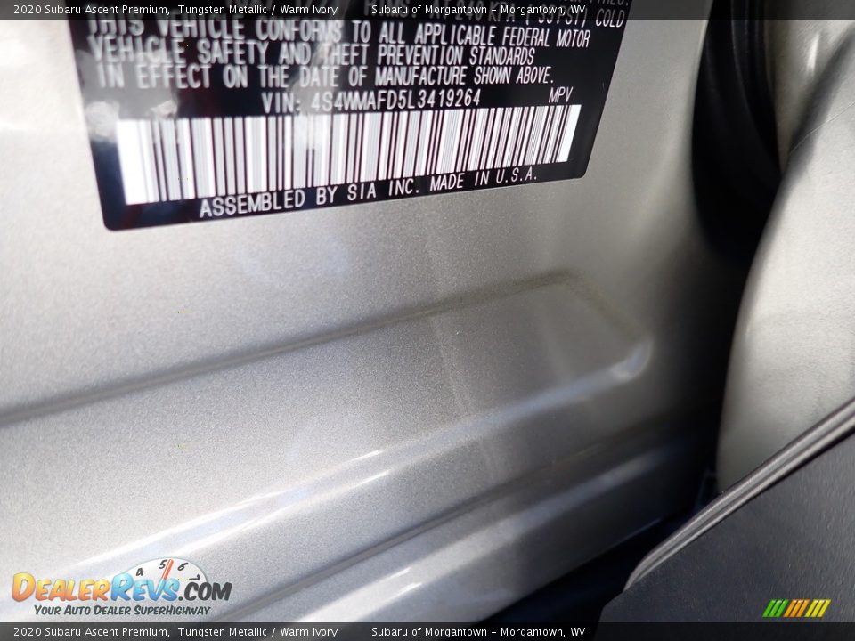 2020 Subaru Ascent Premium Tungsten Metallic / Warm Ivory Photo #15