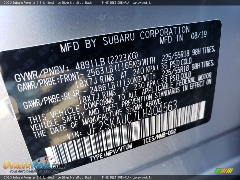 2020 Subaru Forester 2.5i Limited Ice Silver Metallic / Black Photo #9